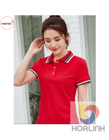 Áo polo đỏ - Mũ Nón Hoa Linh - Công Ty TNHH Sản Xuất May Thêu Hoa Linh