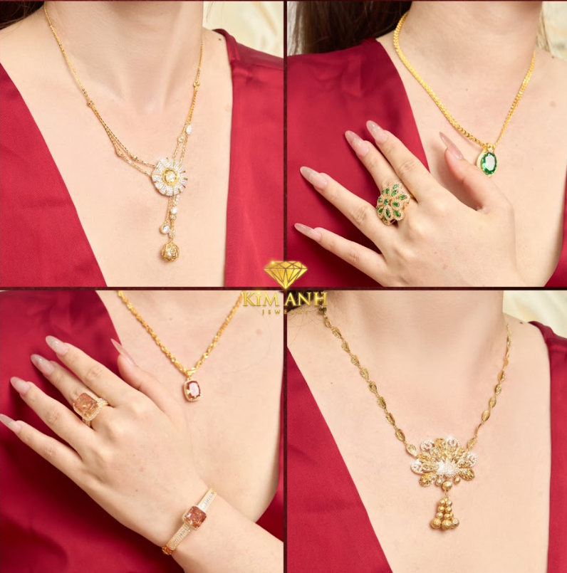 Bộ trang sức vàng - Công Ty TNHH Đầu Tư Kinh Doanh Vàng Bạc Đá Quý Kim Anh Jewelry