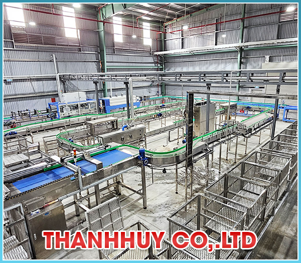 Hệ băng tải sau tiệt trùng và máy đóng gói