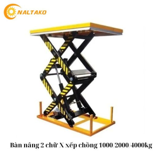 Bàn nâng thủy lực 2 chữ X xếp chồng 1000/2000/4000kg