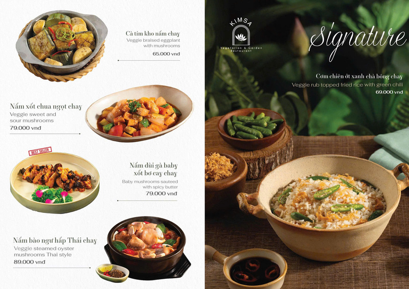 Thực đơn món chay - Hộ Kinh Doanh Nhà Hàng Chay KIM SA
