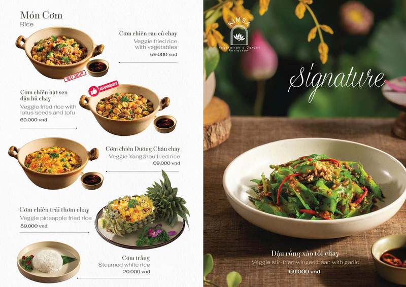 Thực đơn món chay - Hộ Kinh Doanh Nhà Hàng Chay KIM SA