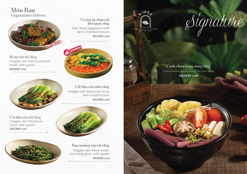 Thực đơn món chay - Hộ Kinh Doanh Nhà Hàng Chay KIM SA