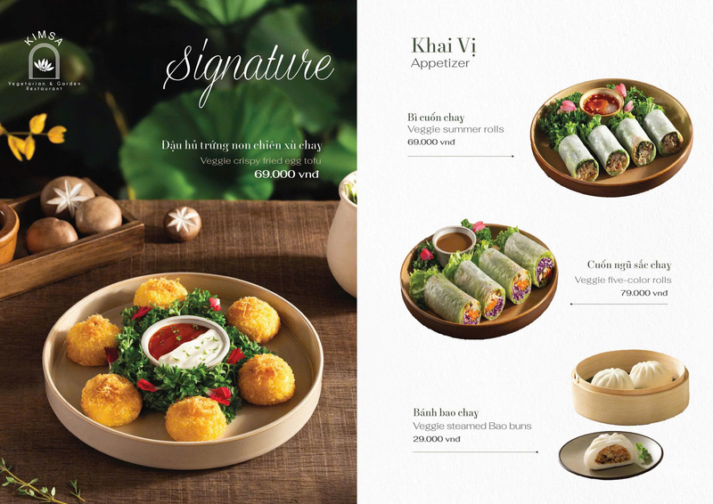 Thực đơn món chay - Hộ Kinh Doanh Nhà Hàng Chay KIM SA