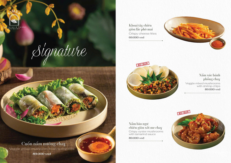 Thực đơn món chay - Hộ Kinh Doanh Nhà Hàng Chay KIM SA