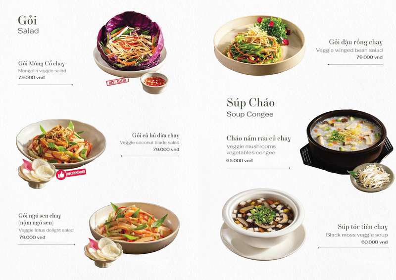 Thực đơn món chay - Hộ Kinh Doanh Nhà Hàng Chay KIM SA