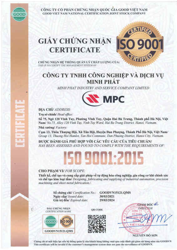 ISO 9001-2015 - Gia Công Cơ Khí Minh Phát - Công Ty TNHH Công Nghiệp Và Dịch Vụ Minh Phát