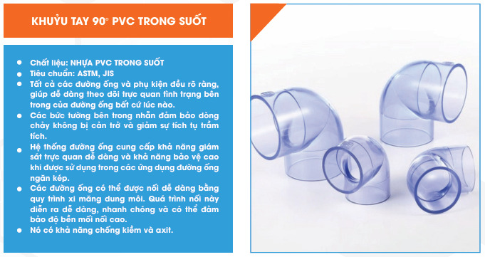 Khuỷu tay 90 độ PVC trong suốt