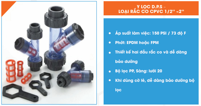 Y lọc D.P.S loại rắc co CPVC