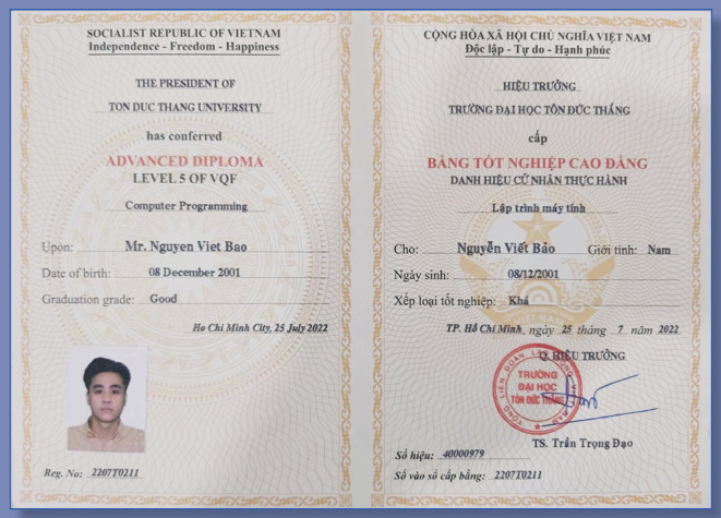 Bằng tốt nghiệp - Dịch Vụ Bảo Vệ Sài Gòn Thiên Bảo - Công Ty Cổ Phần Dịch Vụ Bảo Vệ Sài Gòn Thiên Bảo