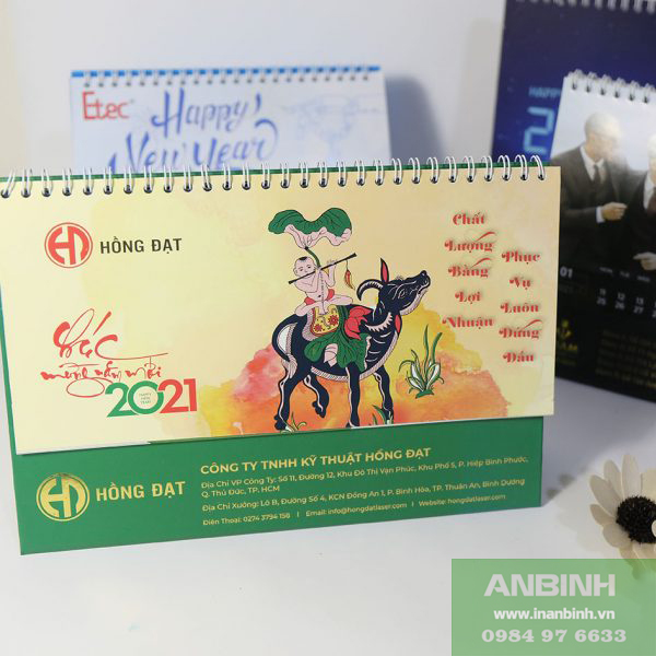 In lịch bàn chữ A - In ấn An Bình - Công Ty TNHH In ấn An Bình