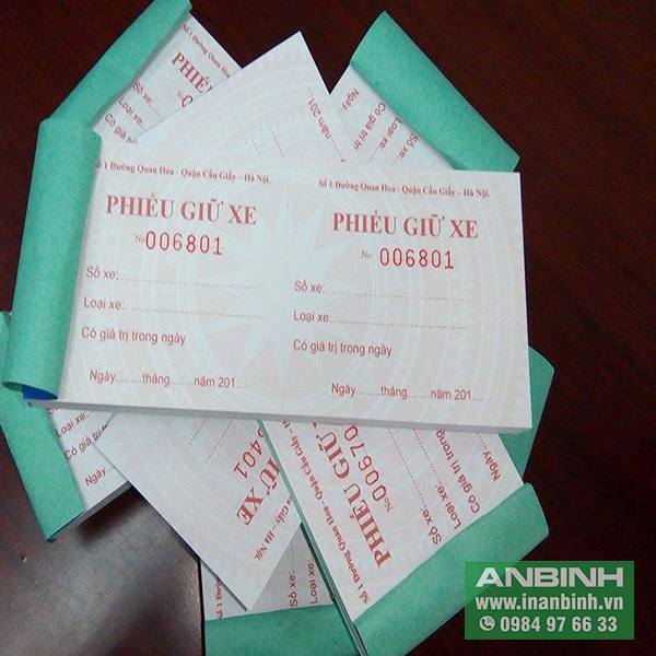 In vé giữ xe - In ấn An Bình - Công Ty TNHH In ấn An Bình