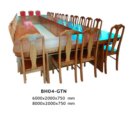 Bàn họp gỗ tự nhiên BH04-GTN - Nội Thất Văn Phòng Hemera - Công Ty Cổ Phần Sách Và Thiết Bị Giáo Dục Hemera
