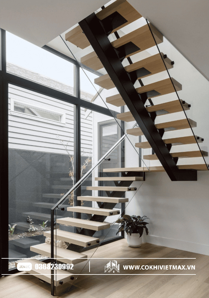 Cầu thang sắt kết hợp kính