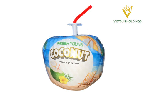 Dừa tươi có nút nhấn cắm ống hút