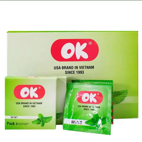 Bao cao su OK hương bạc hà (hộp 3 chiếc) - Bao Cao Su Condom Việt - Công Ty TNHH Condom Việt