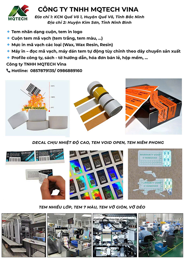 In ấn decal, tem nhãn các loại - MQTech Vina   - Công Ty TNHH MQTech Vina