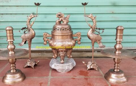 Bộ đỉnh ngũ sự bằng đồng đỏ - Mỹ Nghệ Phúc Thành - Công Ty TNHH Sản Xuất Và Thương Mại Mỹ Nghệ Phúc Thành