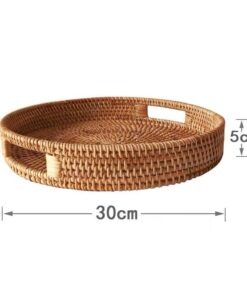 Khay mây tròn vân mây đựng cốc chén