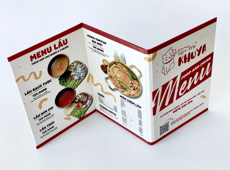 In Menu cuốn bìa bồi Carton