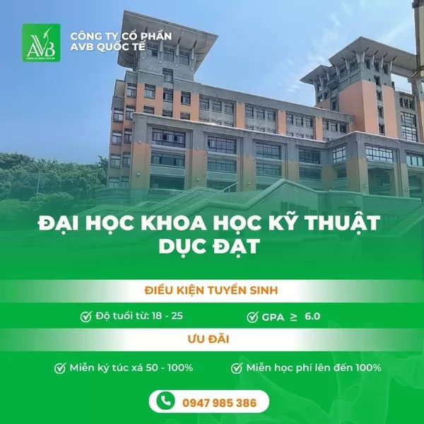 Thông tin tuyển sinh Trường Đại học Khoa học kỹ thuật Dục Đạt - Du Học Và Xuất Khẩu Lao Động AVB - Công Ty Cổ Phần AVB Quốc Tế