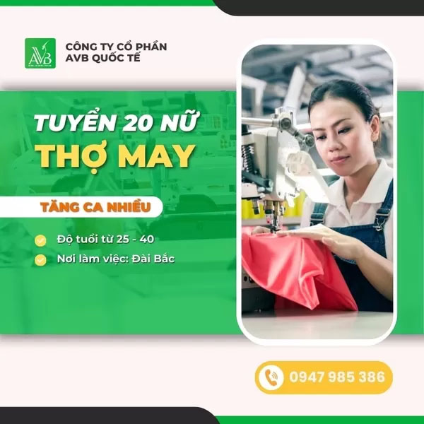 Tuyển nữ làm thợ may - Du Học Và Xuất Khẩu Lao Động AVB - Công Ty Cổ Phần AVB Quốc Tế
