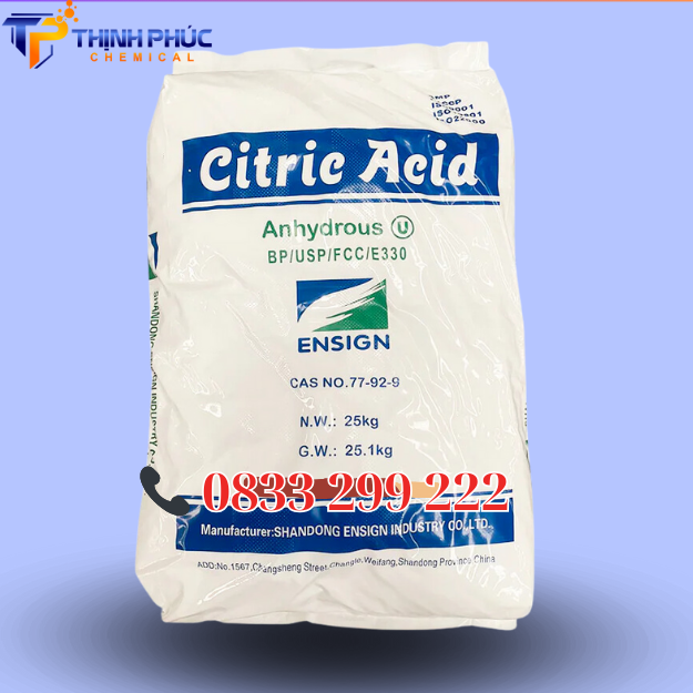 Acid Citric (Axit Chanh) – C6H8O7 – 25kg/bao - Hóa Chất Xử Lý Nước Thịnh Phúc - Công Ty TNHH Xuất Nhập Khẩu Hóa Chất Thịnh Phúc