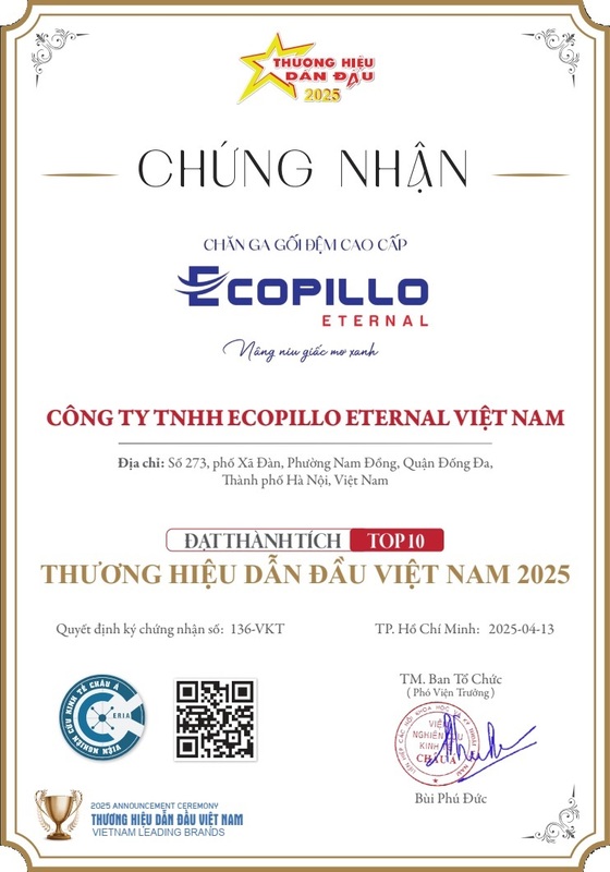 Giấy chứng nhận thương hiệu dẫn đầu top 10 VIệt Nam 2025