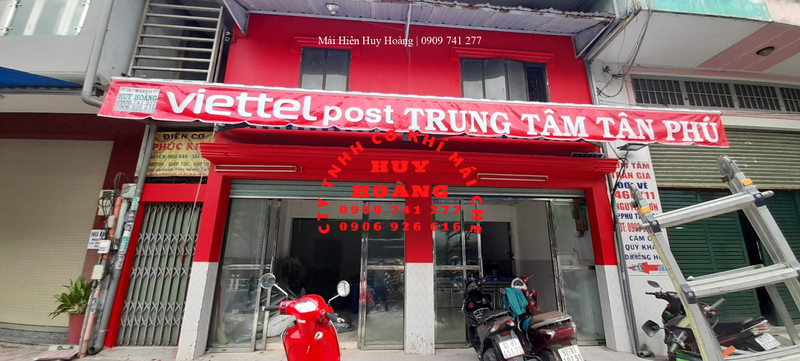 Thi công lắp đặt mái hiên di động cửa hàng Viettel Post