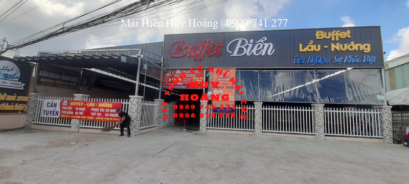 Thi công lắp đặt mái che nhà hàng Buffet Biển