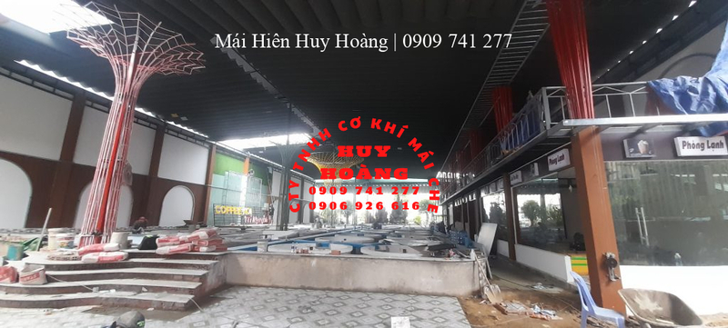 Thi công lắp đặt mái che quán cà phê Trí Nguyên
