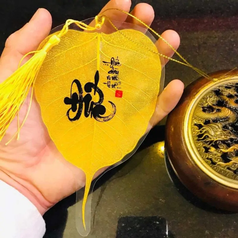 Lá bồ đề tâm phật dát vàng 24K - Cửa Hàng Ban Thần Tài - Chuyên Bàn Thờ Thần Tài - Thổ Địa