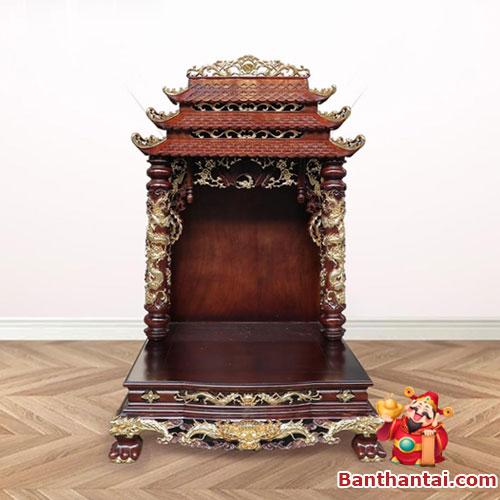 Bàn thờ thần tài song long cổ tự gỗ hương BTT-MC002 - Cửa Hàng Ban Thần Tài - Chuyên Bàn Thờ Thần Tài - Thổ Địa