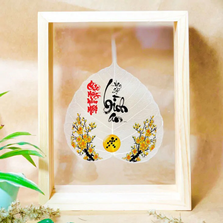 Tranh lá bồ đề để bàn - Cửa Hàng Ban Thần Tài - Chuyên Bàn Thờ Thần Tài - Thổ Địa
