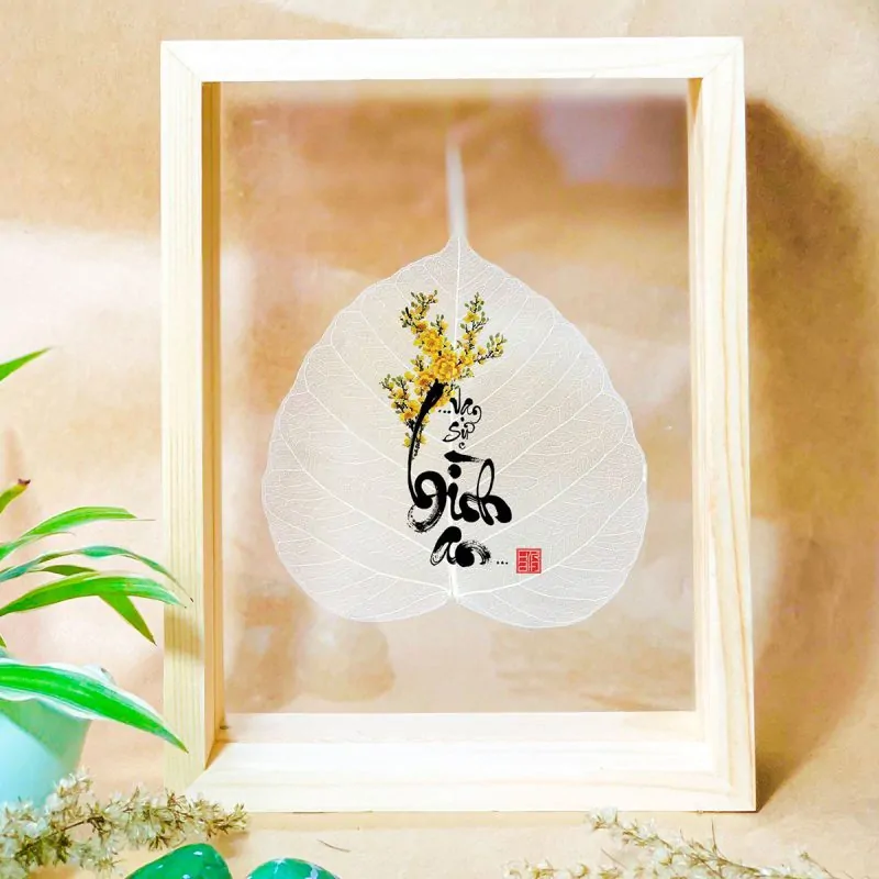 Tranh lá bồ đề để bàn - Cửa Hàng Ban Thần Tài - Chuyên Bàn Thờ Thần Tài - Thổ Địa