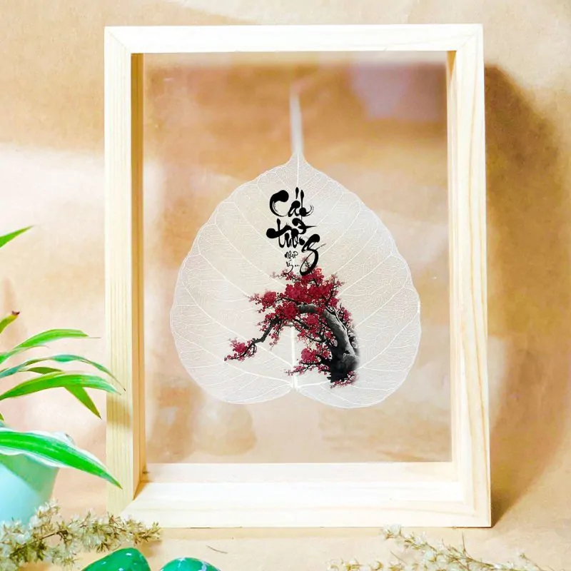 Tranh lá bồ đề để bàn - Cửa Hàng Ban Thần Tài - Chuyên Bàn Thờ Thần Tài - Thổ Địa