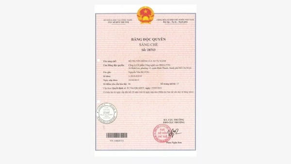 Bằng độc quyền sáng chế - Giải Pháp Tự Động Hóa IDEA - Công Ty Cổ Phần Tập Đoàn Công Nghệ IDEA