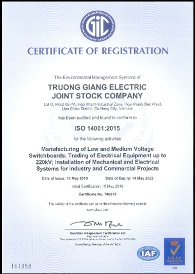 ISO 14001:2015 - Tủ Bảng Điện Trường Giang - Công Ty Cổ Phần Điện Trường Giang