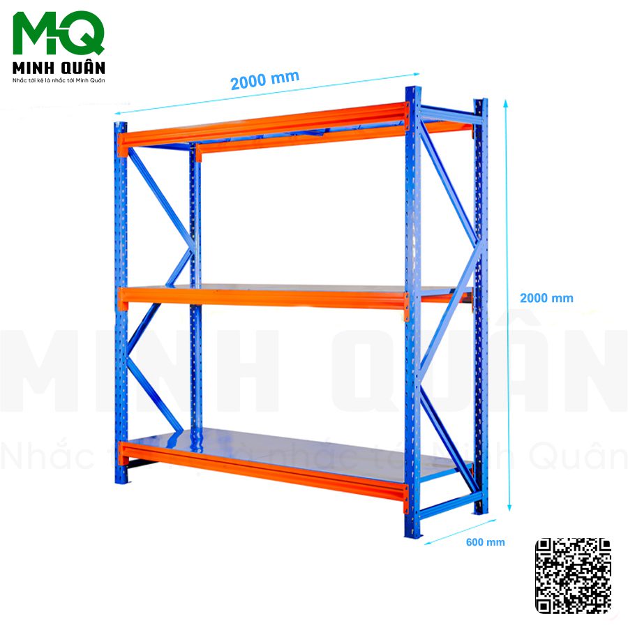 Kệ trung tải 3 tầng D2000 x R600 x C2000