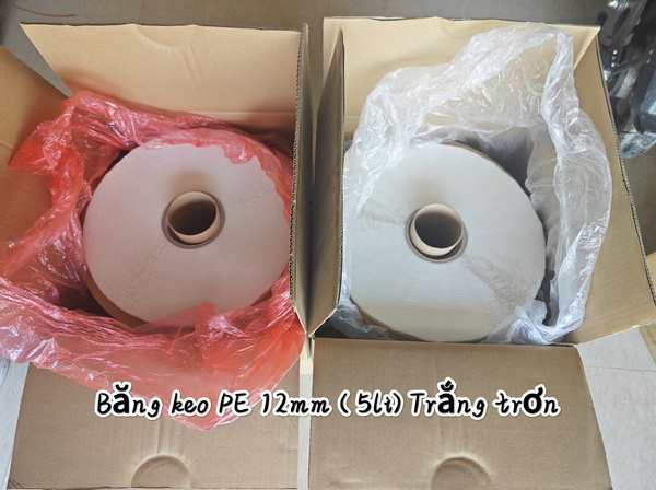 Băng keo PE 5 li trắng trơn