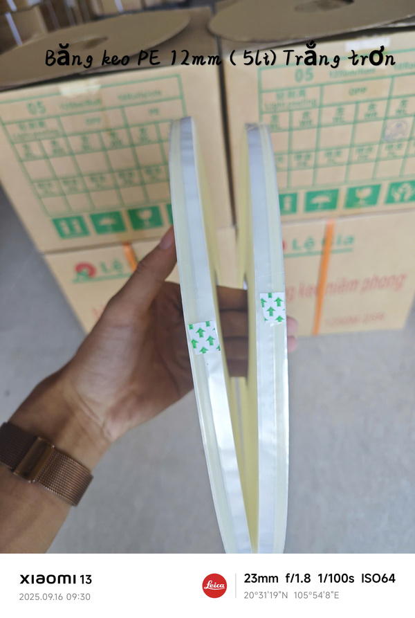 Băng keo PE 5 li trắng trơn