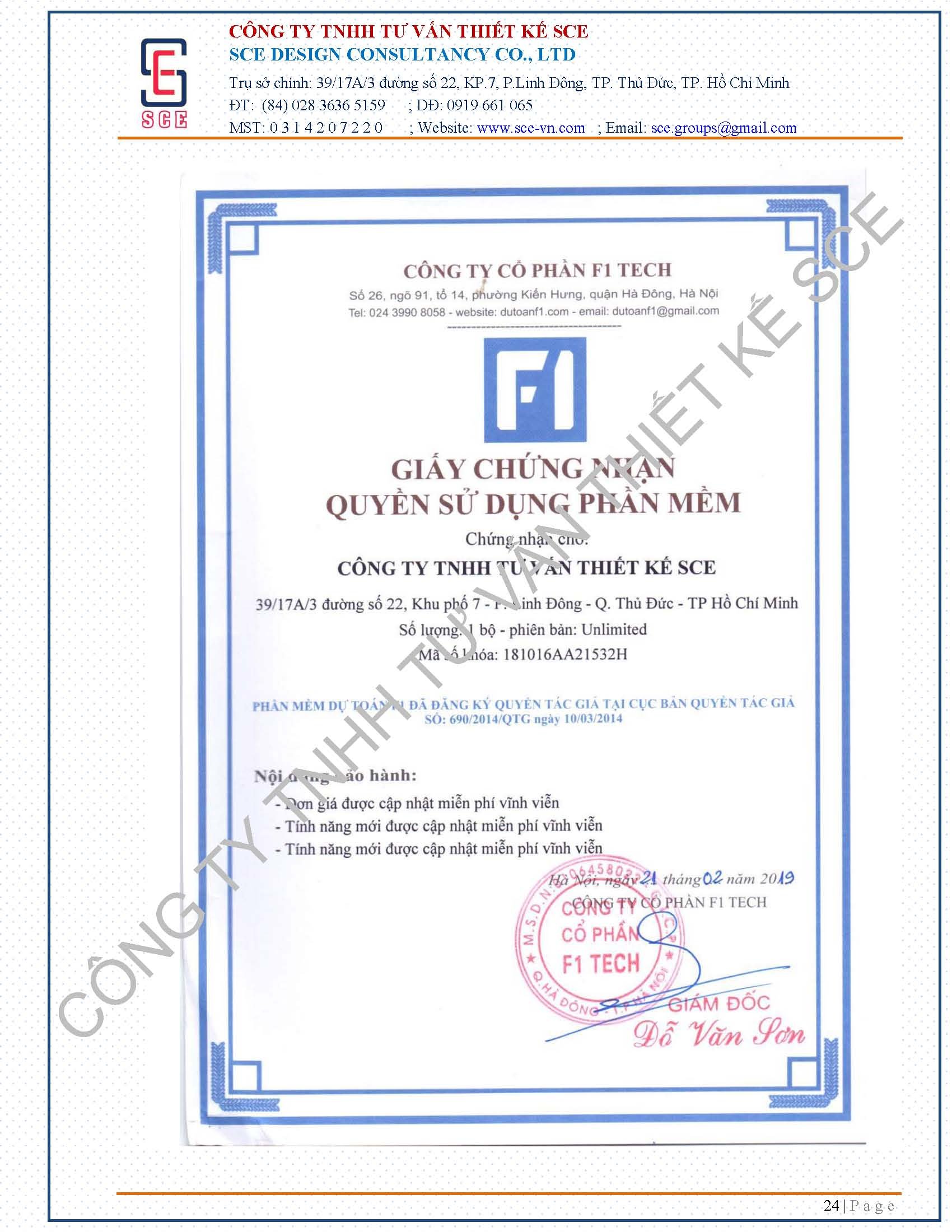 Chứng nhận  - Xây Dựng Và Cải Tạo Công Trình SCE - Công Ty TNHH Tư Vấn Thiết Kế SCE