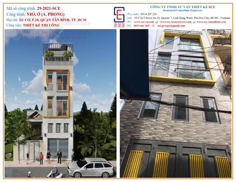 Thi công nhà phố quận Tân Bình - Xây Dựng Và Cải Tạo Công Trình SCE - Công Ty TNHH Tư Vấn Thiết Kế SCE