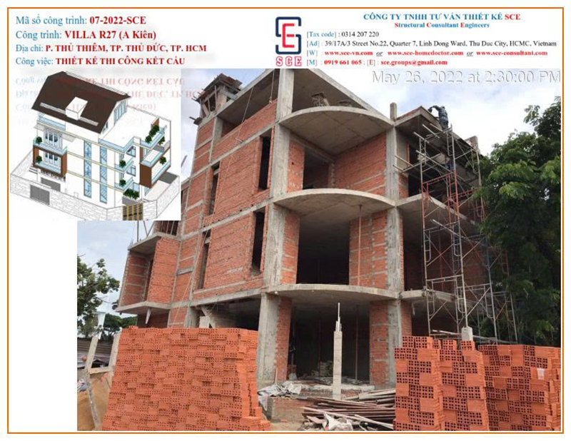 Thiết kế thi công kết cấu villa - Xây Dựng Và Cải Tạo Công Trình SCE - Công Ty TNHH Tư Vấn Thiết Kế SCE