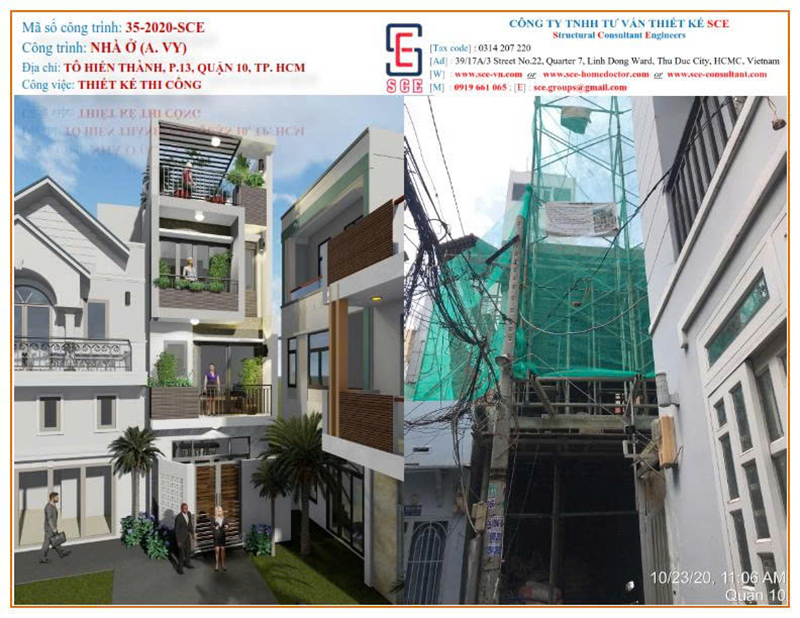 Thi công nhà ở quận 10 - Xây Dựng Và Cải Tạo Công Trình SCE - Công Ty TNHH Tư Vấn Thiết Kế SCE