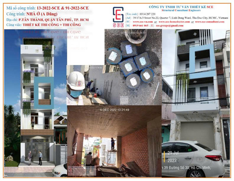 Thiết kế thi công nhà phố quận Tân Phú - Xây Dựng Và Cải Tạo Công Trình SCE - Công Ty TNHH Tư Vấn Thiết Kế SCE