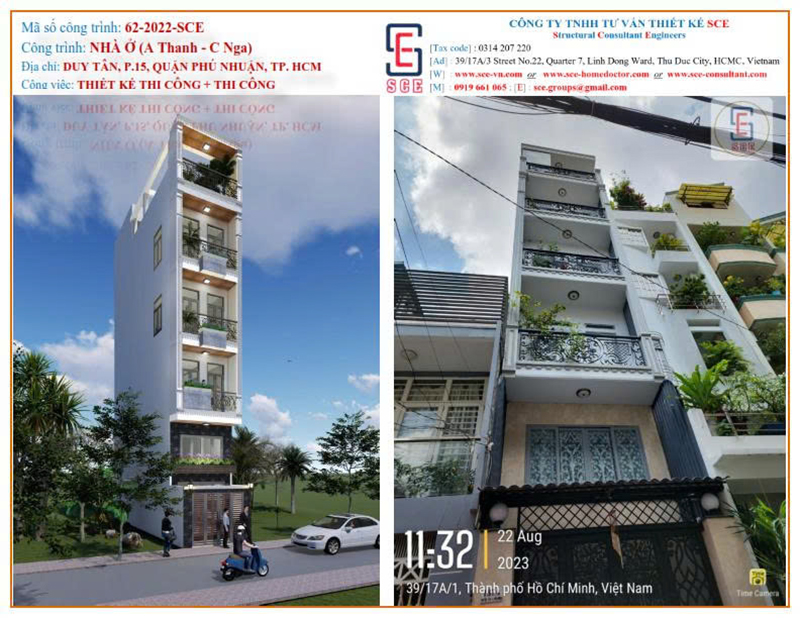 Thiết kế thi công nhà phố quận Phú Nhuận - Xây Dựng Và Cải Tạo Công Trình SCE - Công Ty TNHH Tư Vấn Thiết Kế SCE