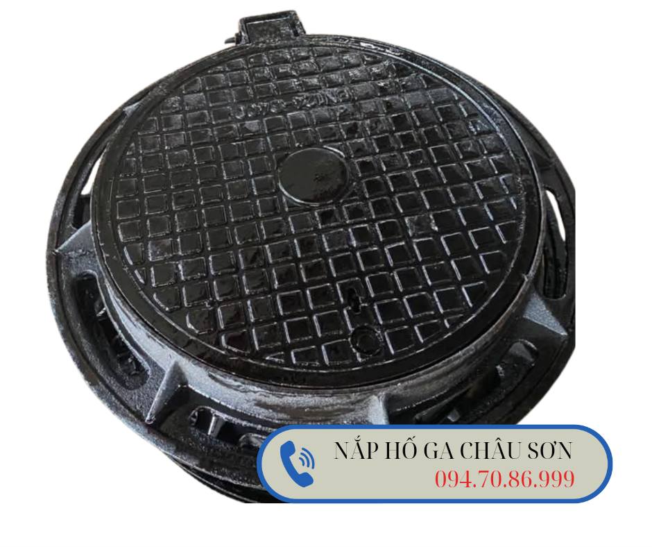 Nắp hố ga gang cầu khung tròn nắp tròn