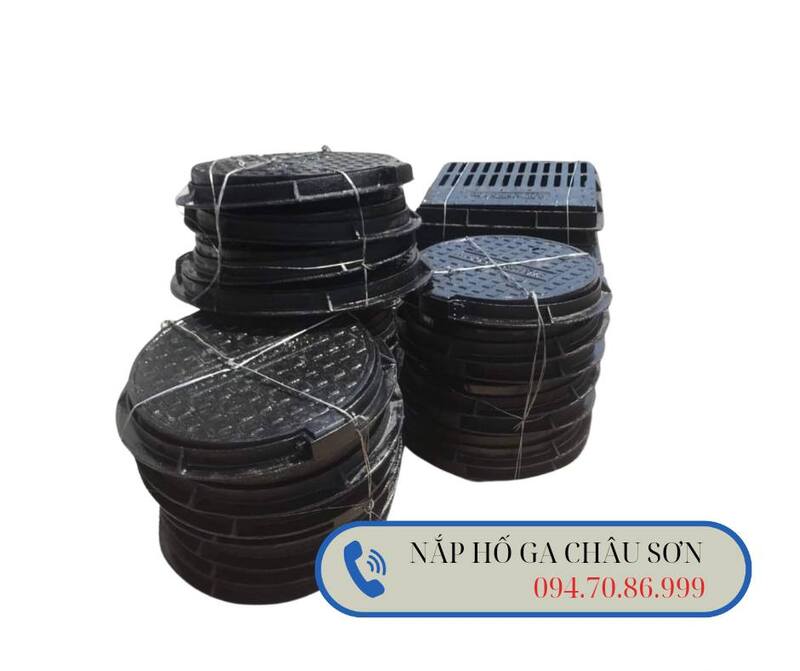 Nắp hố ga gang cầu khung tròn nắp tròn