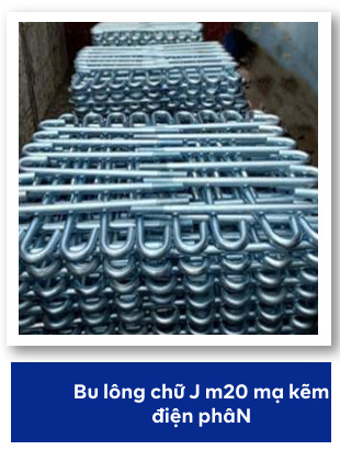 Bu lông chữ J M20 mạ kẽm điện phân